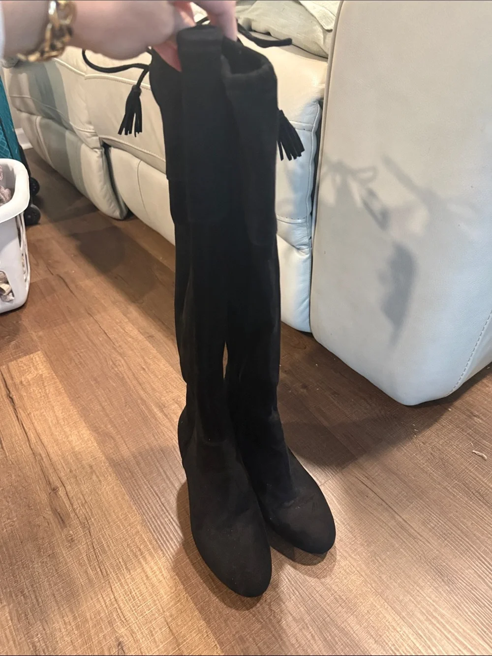 INC International Concepts Black Over-the-Knee Suede Boots